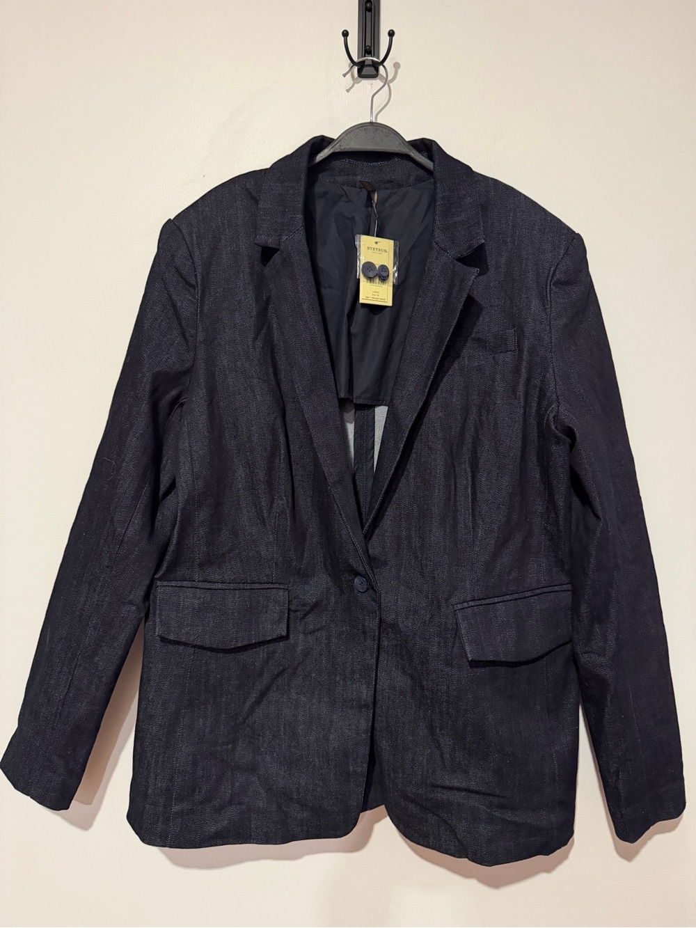 NWT Dark Navy Demin Women's Tailored Blazer Jacket Size XL